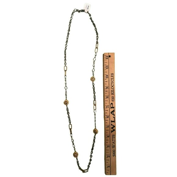 Ann Taylor Loft Silver & Gold Tone Rhinestone Statement Necklace Rope NWT 36" - Picture 4 of 4